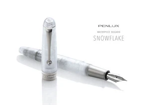Penlux Masterpiece Delgado Fountain Pen in Snowflake - 18K Medium Point - NEW - Picture 1 of 2
