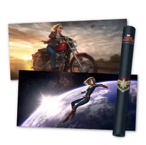 CAPTAIN MARVEL Official Movie Poster 5p+Logo Tube Tracking Brie Larson Avengers - Picture 1 of 5