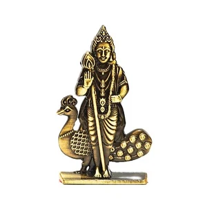 Handcrafted Lord Murugan Statue for Car Dashboard ( Metal, 6 cm, Brass Color ) - Picture 1 of 4