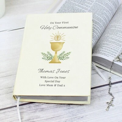 CELLINI PLAQUES First Holy Communion Leatherette Holy Bible Personalised Gift