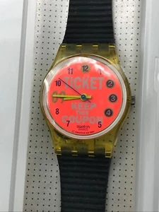 Wristwatch SWATCH Lady WORLD ORDER (LK136)-1991-Orange/Black-Vintage-TICKET - Picture 1 of 4