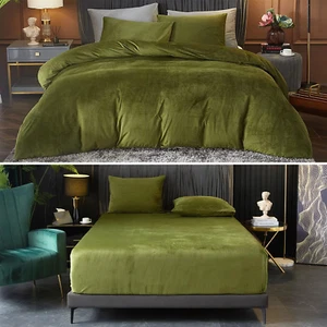 Velvet Duvet Cover and Velvet Fitted Sheet Set Ultra Soft Breathable Luxury Bedd - Picture 1 of 9