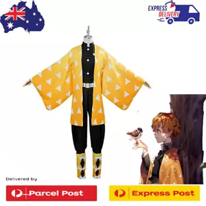 Demon Slayer Kimetsu No Yaiba Agatsuma Zenitsu Cosplay Costume Wig Xmas Gift - Picture 1 of 10