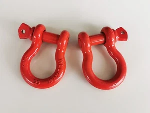 2* Red Winch Hook Shackle Recovery Tow Point Galvanised suit for HiLux Bull Bar - Picture 1 of 3