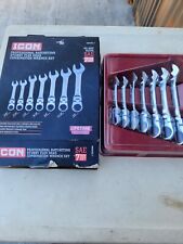 ICON Stubby Flex Head SAE Ratcheting Combination Wrench Set, 7 Piece