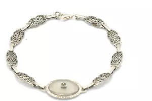 Pulsera filigrana de vidrio alcanfor plata de ley vintage Estate - Imagen 1 de 5