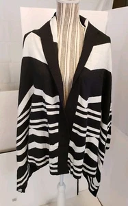 BCBGMaxazria Black & White Open Front Cardigan Sweater Women's Size XL - Picture 1 of 4