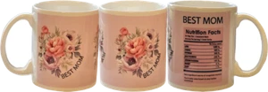 Taza Best Mom Floral 11 oz con datos nutricionales divertidos, taza de café del Día de la Madre - Imagen 1 de 6