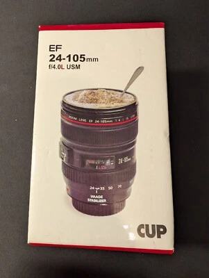 Camera Lens Mug Coffee Tea Stainless Steel Travel Cup Thermos Flask Sipping Lid - Image 1 of 4