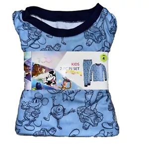 DISNEY 100 BLUE 2 PIECE PAJAMA SET-CHILDS SIZE 4 NEW WITH TAGS Pjs Mickey Buzz - Picture 1 of 5