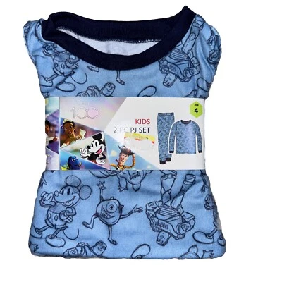 DISNEY 100 синий 2 изделия пижамы комплект детей размер 4 новый с ярлыками Pjs Микки Базз - Изображение 1 из 4