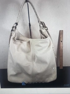 WHITE LEATHER HOBO ITALIAN MADE BAG LES SOLIM - Bild 1 von 9