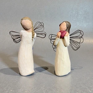 2 Willow Tree Figurines Angel of the Heart 2000 & Thank You 2002 Demdaco Lordi - Picture 1 of 10