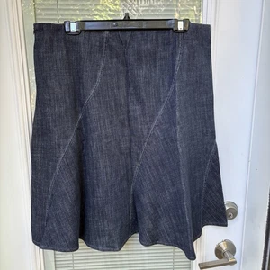 Rare Pierre Cardin Femme Denim Flared Skirt Sz 14 High Waist Vintage 100% Cotton - Picture 1 of 6