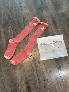 Matilda Jane Pink Red Floral Socks Size Large L New in Bag 1-4 Pink Girls NWT - Picture 1 of 5