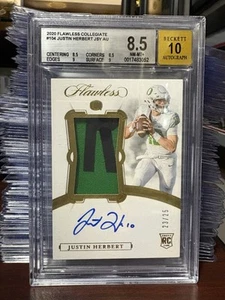 2020 Justin Herbert Panini Flawless Collegiate /25 On Card Patch  BGS 10 Auto RC - Picture 1 of 5