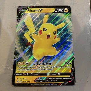 Pokemon TCG - Pikachu V SWSH198 JUMBO Oversize Black Star Promo Card M/NM - Picture 1 of 2