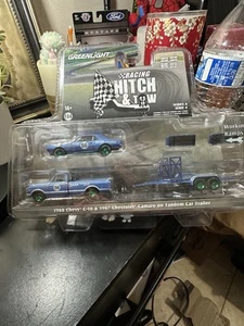 GREENLIGHT Green Machine CHASE 1968 Chevy C-10 & 1967 Chevrolet Camaro HitchTow - Picture 1 of 5