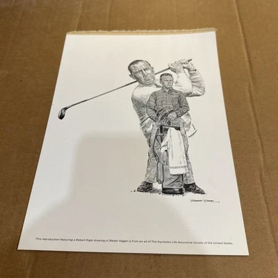 "Dibujo de Walter Hagen de 1970 de Robert Riger serie Equitable Life Golf 8"" x 11""" Foto 1 de 4
