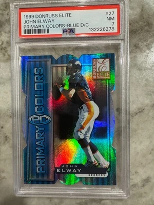 John Elway 1999 Donruss Elite Primary Colors Blue #42/50 #27  PSA 7 NM Broncos - Image 1 of 3
