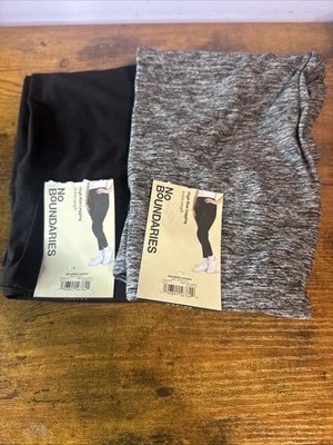 Paquete de 2 leggings al tobillo de gamuza No Boundaries negro hollín y gris tinte espacial XXS/XS Foto 1 de 4