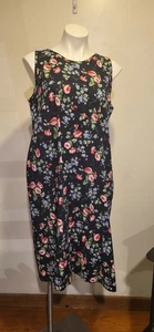The Vermont Country Store Kleid Gr. Large marine Blumen ärmellos Midi Taschen - Bild 1 von 8