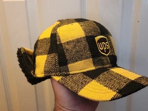 UPS Brown Ear Flap Winter Trapper Hat Sherpa Lined Cap Logo Warm Cintas Sz M - Picture 1 of 11