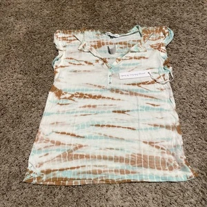 New Young Fabulous & Broke Boho Tie Dye Sleeveless V-Neck Knit Top White Size M - Picture 1 of 6