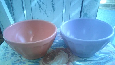 Anthropologie Coral Pink Swirl Ceramic Cereal Bowls Set Of 2 -Pink & Lavender - Image 1 of 4