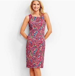 Vestido Vaina Talbots Bonaire Colorido Paisley Texturizado Corbata Espalda Abierta 6 Nuevo - Imagen 1 de 9