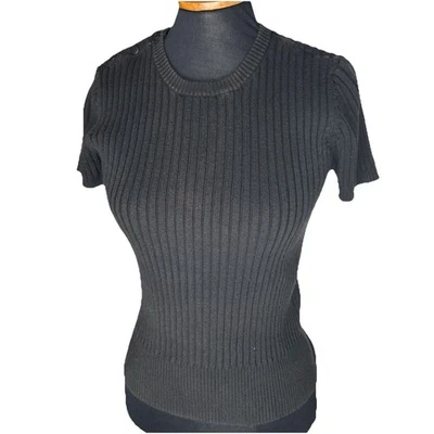 Винтажный Mossimo женщин средний черный свитер вязаный верхний готические кнопки эластичной ребристый - Изображение 1 из 4