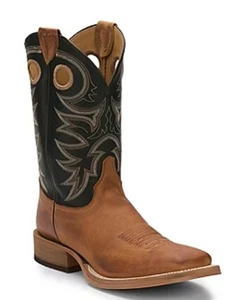 Justin Mens Caddo Copper Brown Cowhide Leather Western Boots Size 10D - Picture 1 of 10