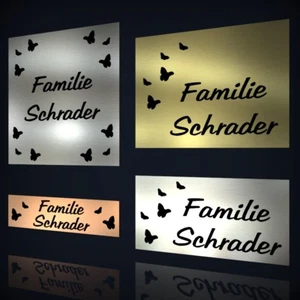 TÜRSCHILD BRIEFKASTENSCHILD KLINGELSCHILD IN EDELSTAHL-, KUPFER- ODER GOLDOPTIK - Bild 1 von 15