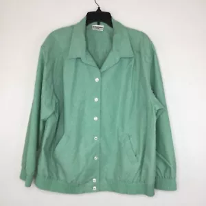 Chaqueta Alfred Dunner para mujer 20W verde vintage bolsillos manga larga con botones delanteros - Imagen 1 de 7