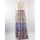 A?Reve Semi Sheer Sleeveless Boho Floral Maxi Dress With Crochet Top Size Xs