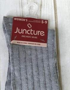 New Juncture Women's Grey Knee Highs Socks Size 5-9 Gray Ribbed NWT Casual H4 - Picture 1 of 6