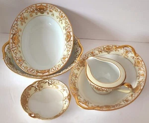 Noritake 175 Japan - 7 Piece Hostess Set, Gold Flowers & Scroll Decoration - Picture 1 of 18