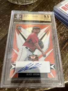 2021 Leaf Valiant Orange /99 Blaze Jordan Auto #BA-BJ1 BGS Graded 9.5 Red Sox!