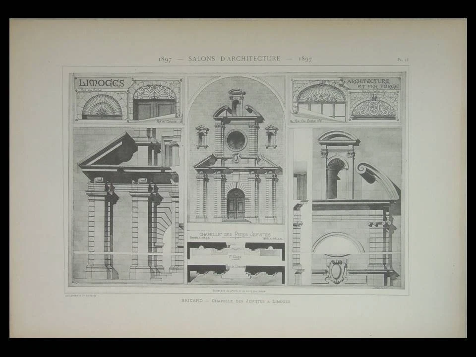 LIMOGES, CHAPELLE DES JESUITES - 1897 - GRANDE PLANCHE ARCHITECTURE, BRICARD - Photo 1/1