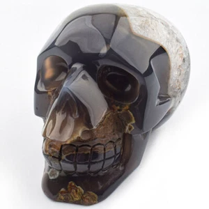 4.1'' Natural Agate Geode Carved Crystal Skull,Home Decoration,Crystal Healing - Picture 1 of 9
