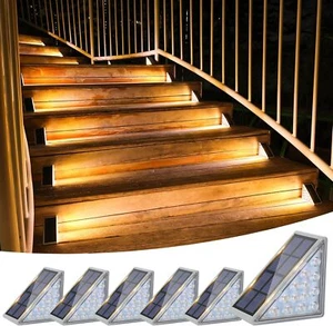 Solar Stair Lights 6 Pack, Solar Step Lights Outdoor Waterproof IP67 - Picture 1 of 6