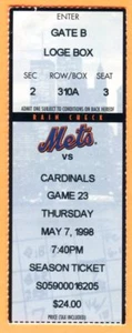 METS PRESTON WILSON MLB DEBUT TICKET STUB AT SHEA-5/7/98-MOOKIE WILSON - Picture 1 of 1