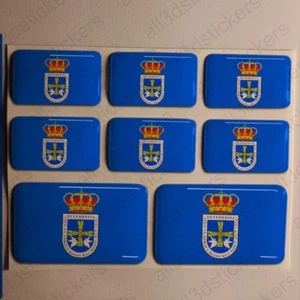Autocollant Oviedo Drapeau 3D Résine Relief Autocollants Espagne - Picture 1 of 1