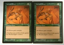 MTG Tempest Horned Sliver x2 Green Uncommon Excellent Condition