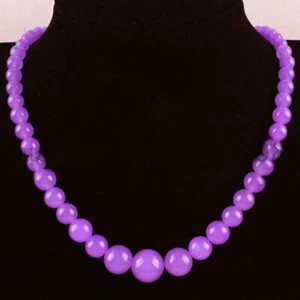 Natürliche 6-14 mm Lila Alexandrit Runde Edelstein Perlen Halskette 18 Zoll AAA - Bild 1 von 2