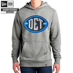 DET Detroit Retro Football genäht grau New Era French Terry Hoodie Löwen NFL - Bild 1 von 4