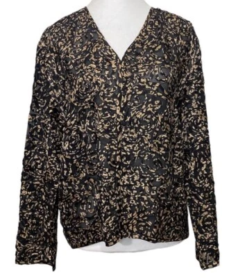 Chico’s Women’s Open Front Silk Cardigan Size XS (Chico’s Size 0) Witchy Dark Foto 1 de 4