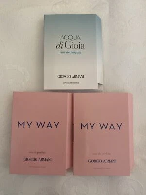 Frascos de muestra de perfume para mujer Giorgio Armani, 2 My Way, 1 Acqua di Gioia Foto 1 de 4