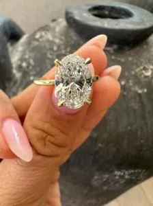 Women Gift Lab Grown/CVD Diamond Certified Hidden Halo Ring 14k Multi-Tone Gold - Picture 1 of 18