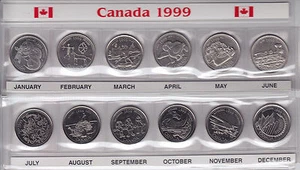 1999 Canada Commemorative 25-cent Set - Sleeve Holder with Coins - Bild 1 von 2